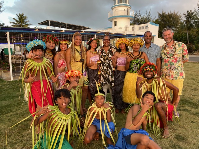 The WESTAF delegation with a troupe of traditional dancers in the Commonwealth of the Northern Marianas Islands